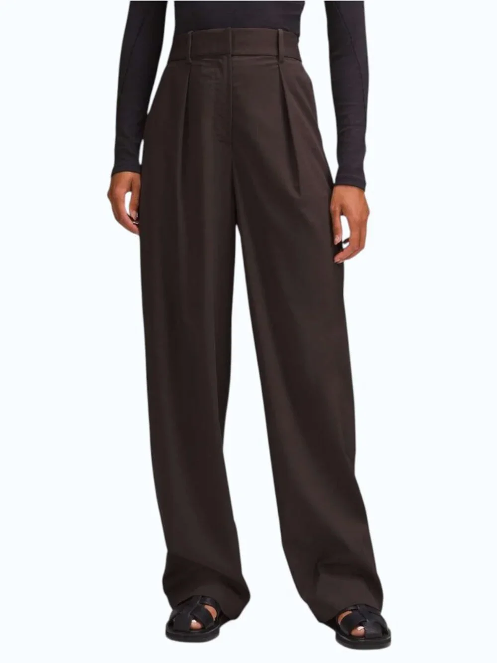 Lululemon Pleat-Front High-Rise Trouser Pants Women's 12 Espresso Brown Wide Leg - Picture 1 of 8